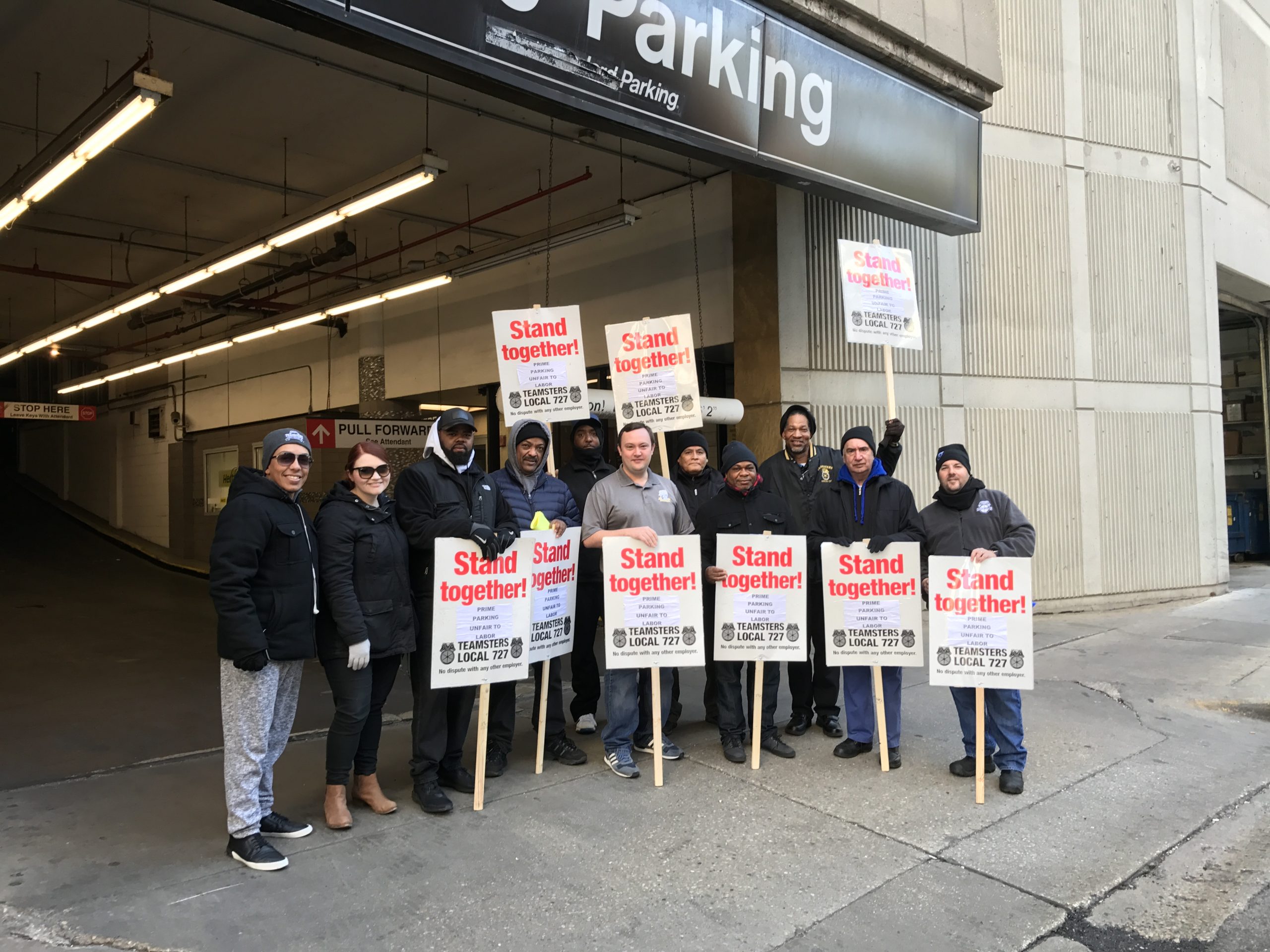 Local 727 Pickets Prime Parking for Unlawful Behavior