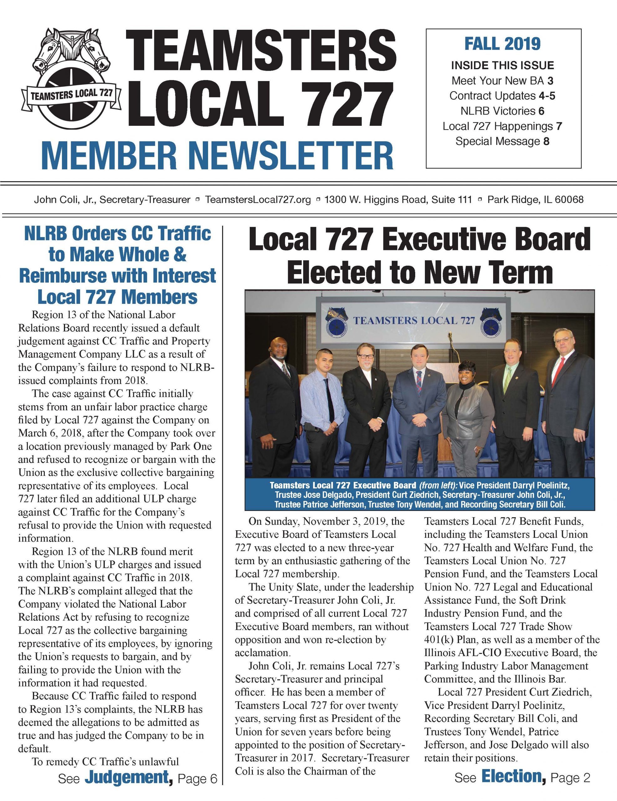 Read the Local 727 Fall 2019 Member Newsletter Now!